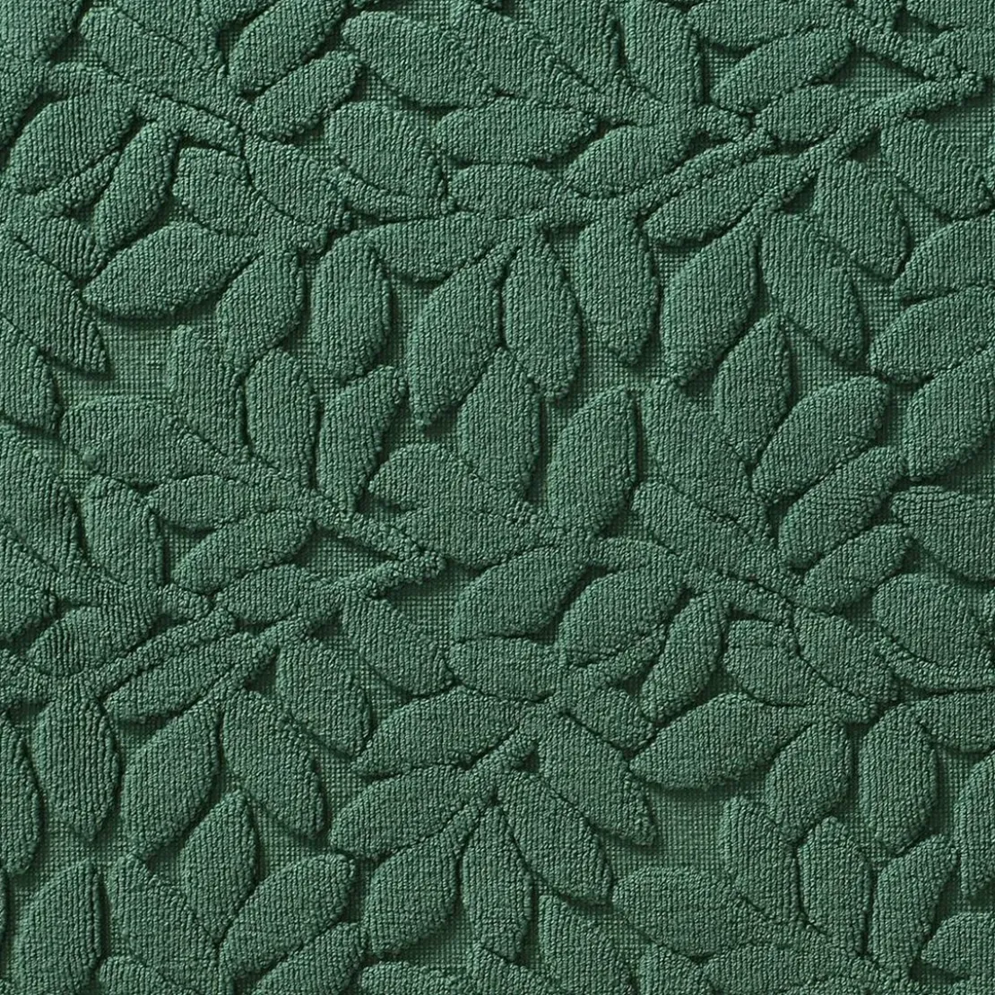 BecquetTapis de bain en coton 800 g/m² vert motif feuillage - ROSELIERETAP