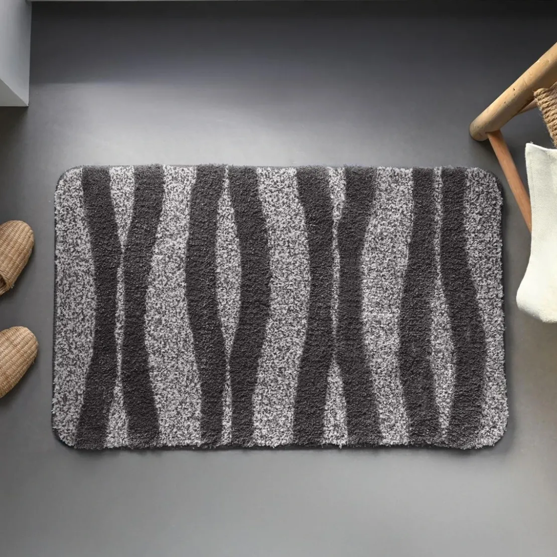 BecquetTapis de bain en microfibre 2250 g/m² VAGUE - gris