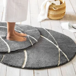 BecquetTapis de bain en polyester PIERRE gris