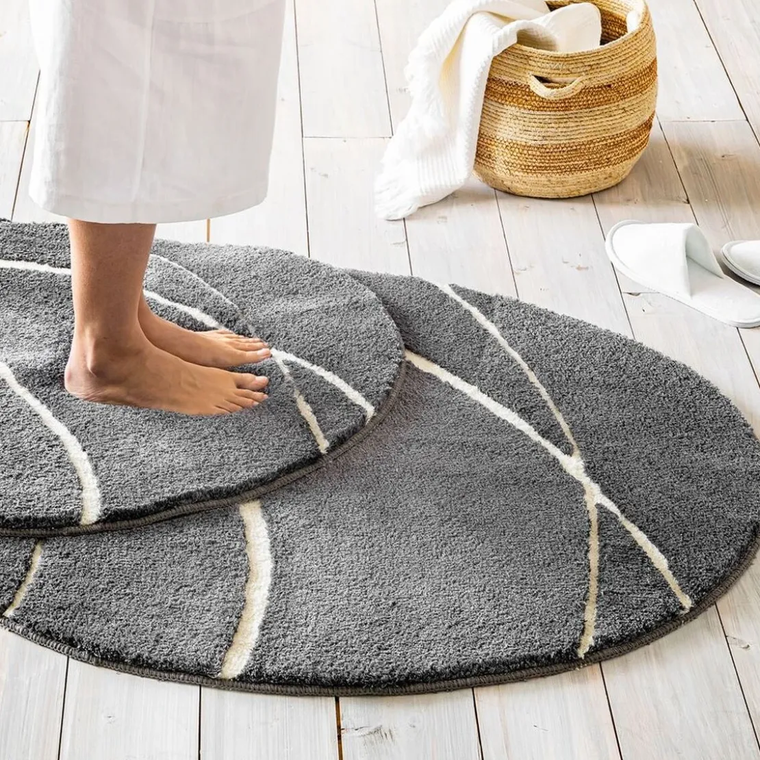 BecquetTapis de bain en polyester PIERRE gris