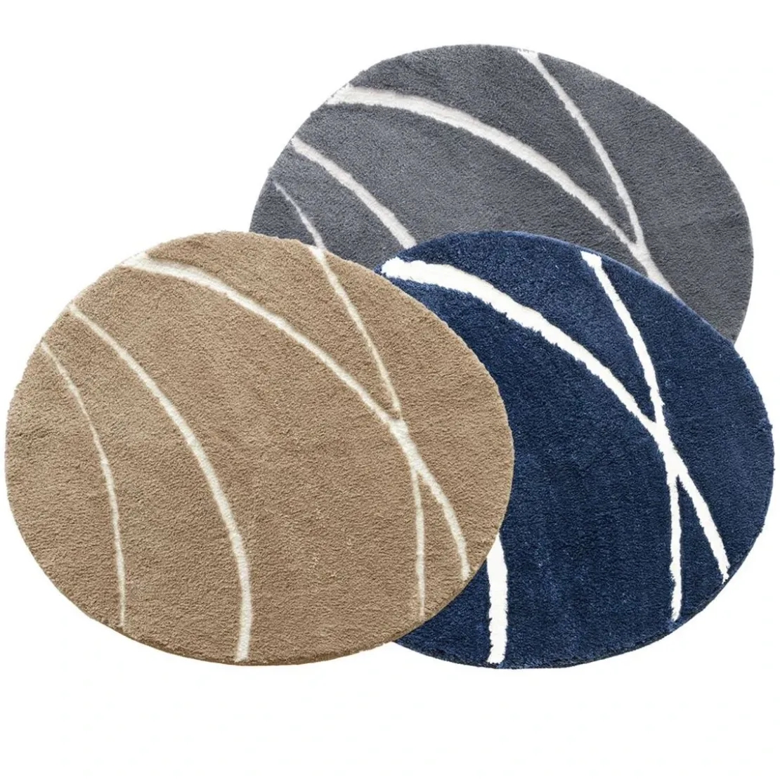 BecquetTapis de bain en polyester bleu à motif graphique - PIERRE