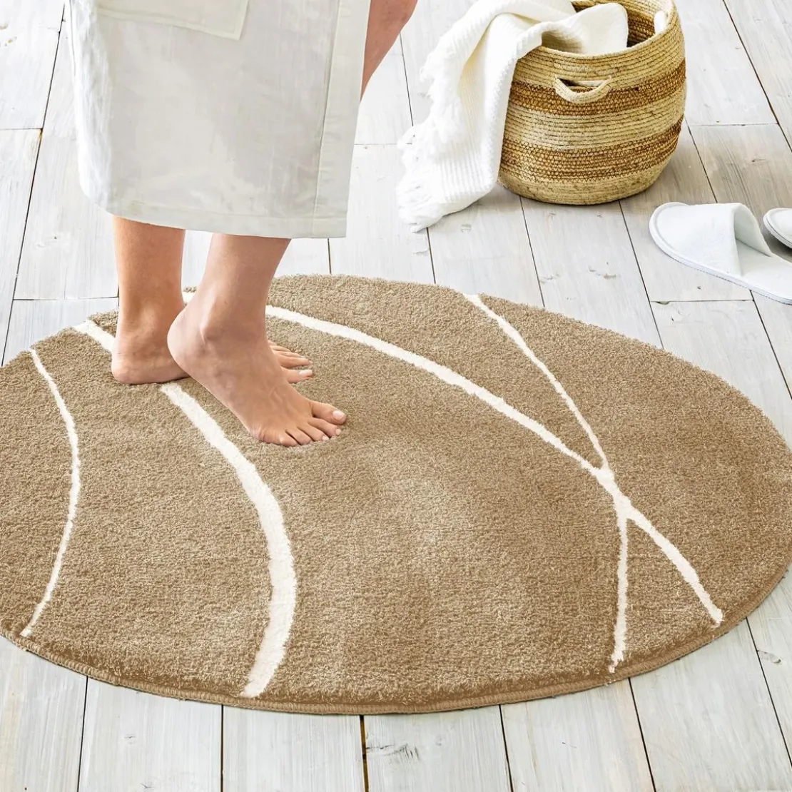 BecquetTapis de bain en polyester PIERRE beige