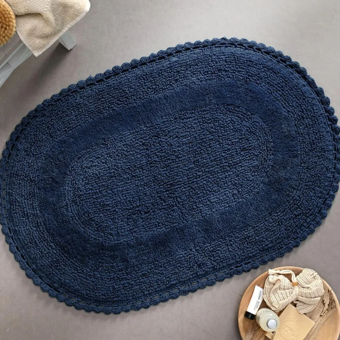 BecquetTapis de bain 1700 g/m² CROCHET - bleu pacificique