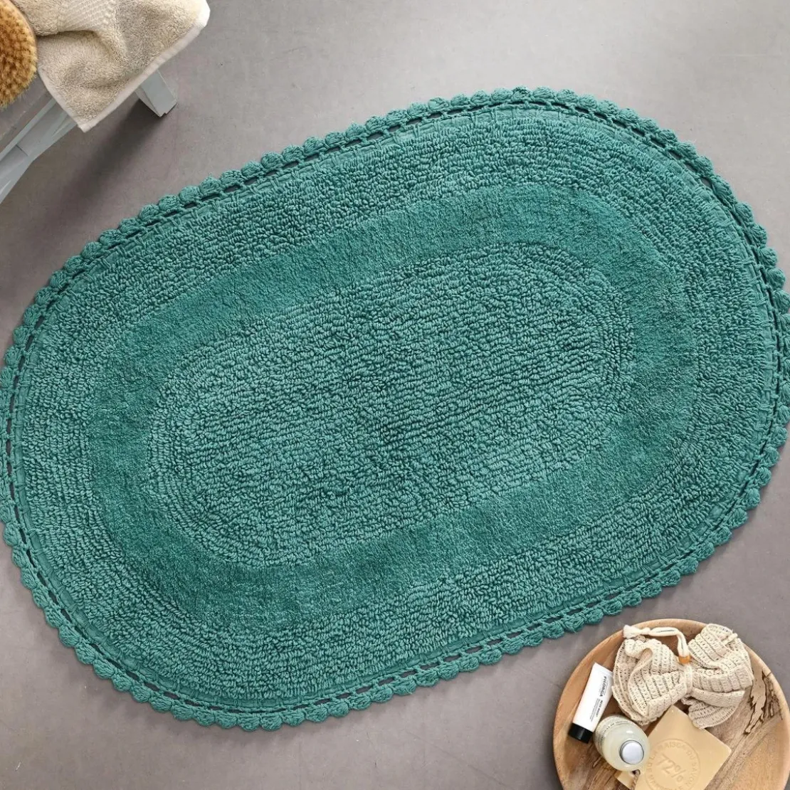 BecquetTapis de bain 1700 g/m² CROCHET - vert eucalyptus
