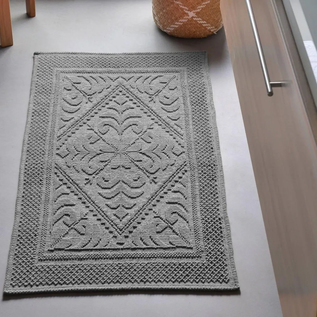 BecquetTapis de bain HELIOSen coton gris