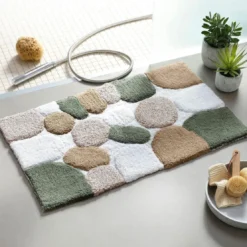 BecquetTapis de bain à imprimé en coton vert kaki