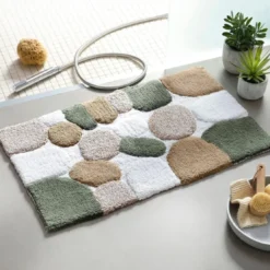 BecquetTapis de bain à imprimé en coton vert kaki