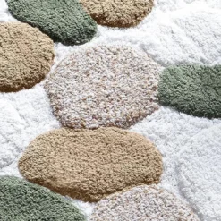 BecquetTapis de bain à imprimé en coton vert kaki