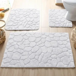 BecquetTapis de bain ou Wc relief GALETS 1550 g/m²- Blanc