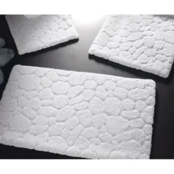 BecquetTapis de bain ou Wc relief GALETS 1550 g/m²- Blanc