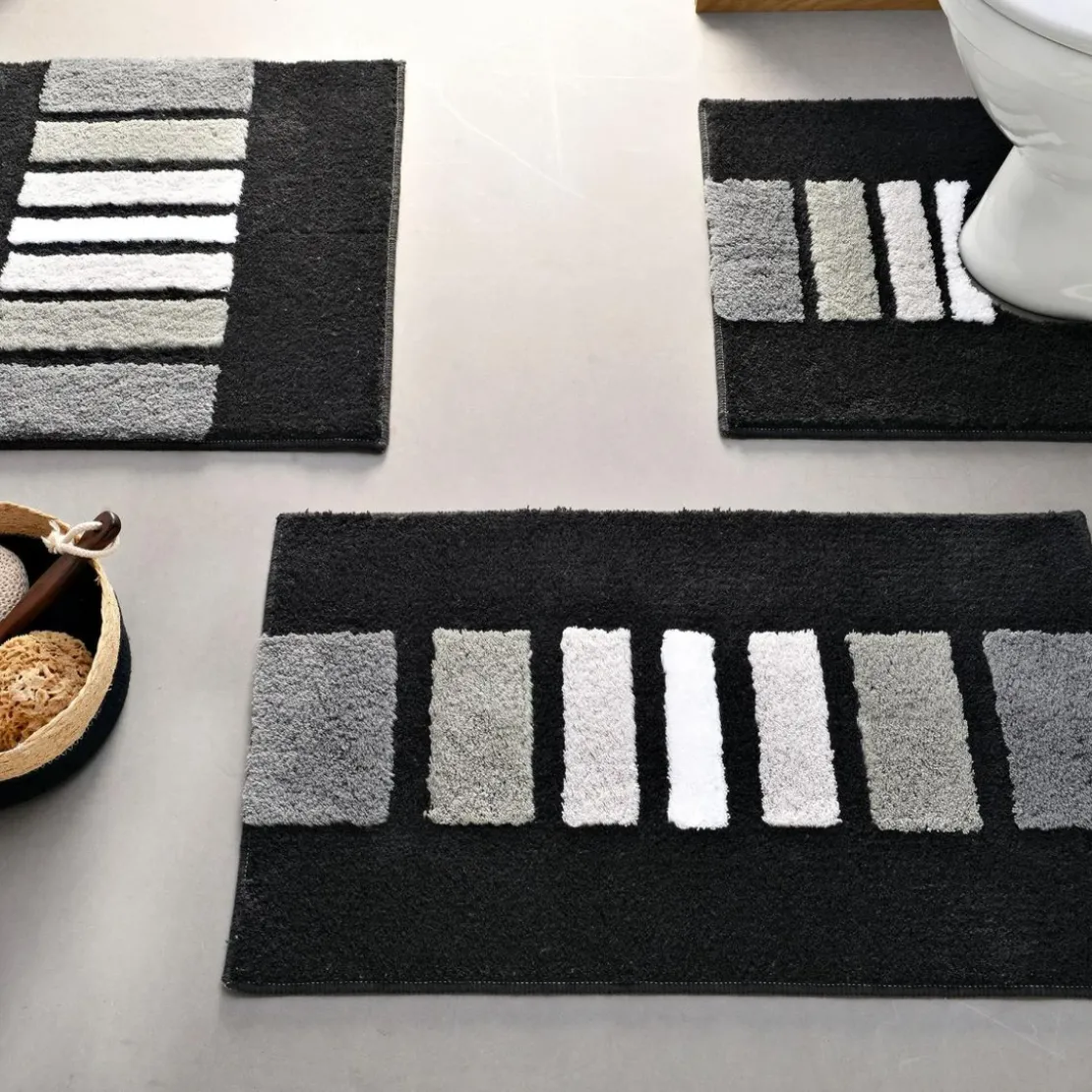 BecquetTapis de bain épais imprimé Gris anthracite SONIA