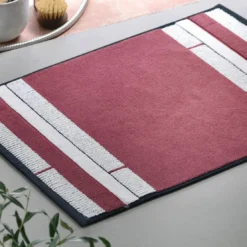 BecquetTapis de bain à rayures en Coton TERRATAP Rose