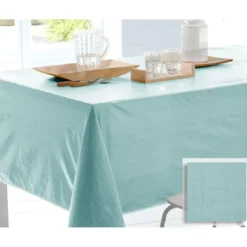 BecquetToile cirée effet faux uni FOLK - bleu aqua