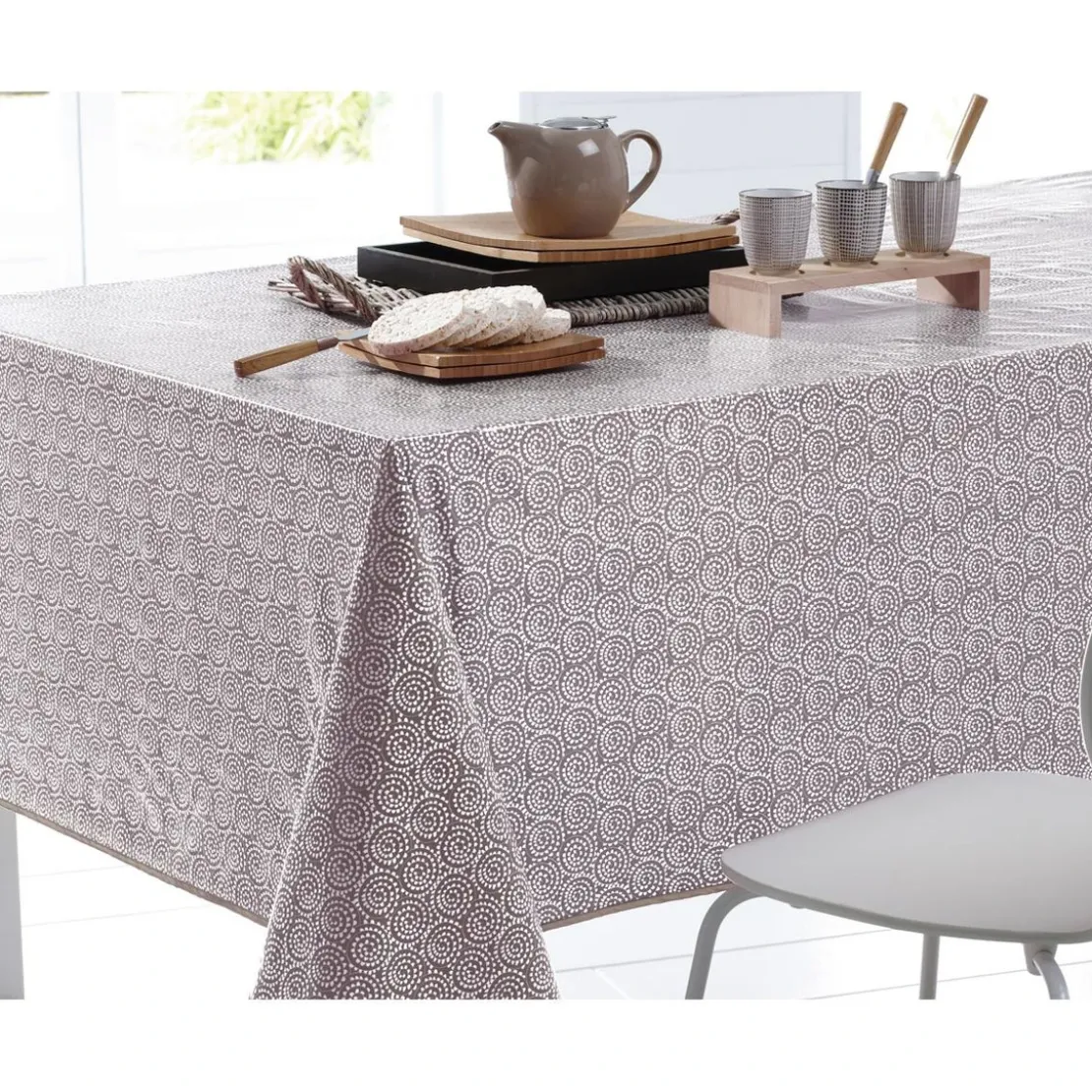 BecquetToile cirée motif porcelaine - Taupe