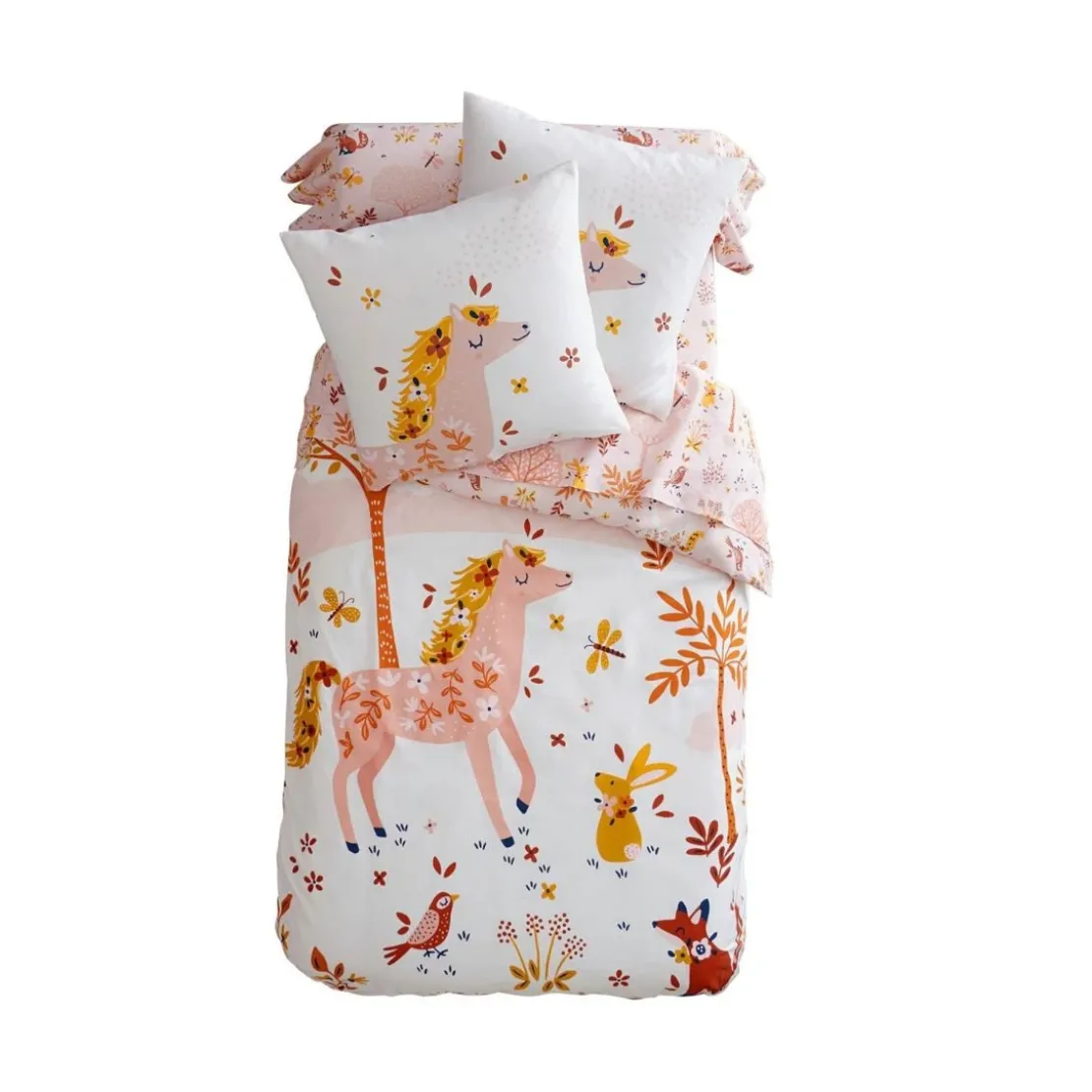 BecquetTraversin moelleux en coton imprimé rose CHEVAL ROSE