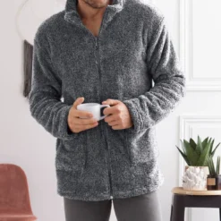 BecquetVeste d'intérieur homme en coton 240 g/m² gris uni