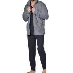 BecquetVeste d'intérieur homme en coton 240 g/m² gris uni