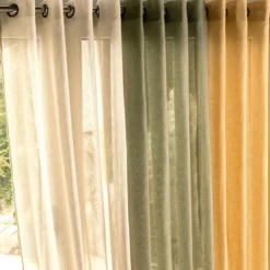 BecquetVoilage étamine fils upcyclés 145x240 cm UPCYCLES - jaune ocre