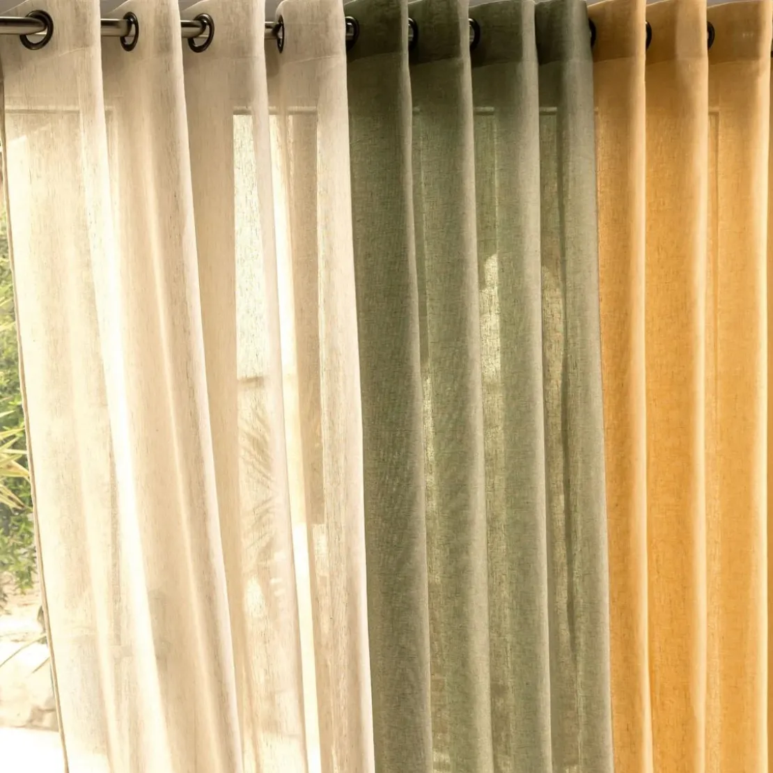 BecquetVoilage étamine fils upcyclés 145x240 cm UPCYCLES - jaune ocre