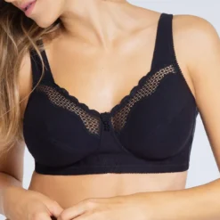 BestformSoutien-gorge sans armatures noir-SOFT CUPS en coton- SOFT CUPS