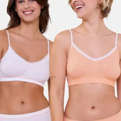 Billet DouxLot de 2 soutiens-gorges brassières Zen Attitude - Orange et Blanc- Zen Attitude