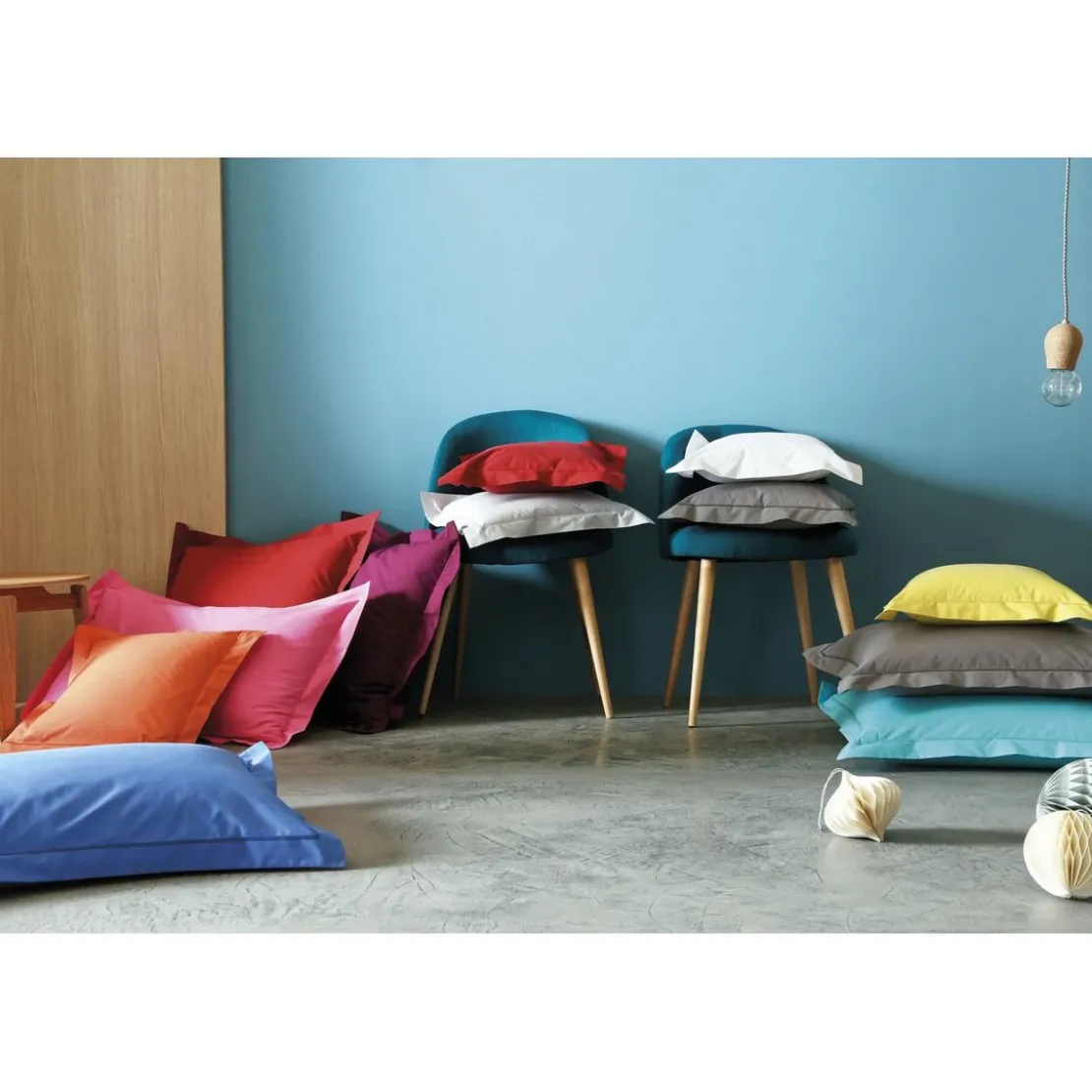 Blanc des VosgesHousse de Couette en Percale Uni Acier