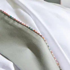 Blanc des VosgesTaie d'oreiller, taie de traversin percale Bicolore DUO vert Sauge
