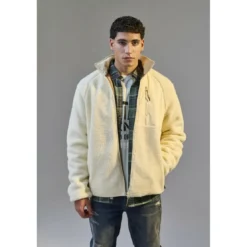 BlendBlouson Blanc manches longues col haut