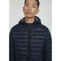 BlendBlouson Bleu à capuche en nylon