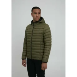 BlendBlouson Vert à capuche en nylon