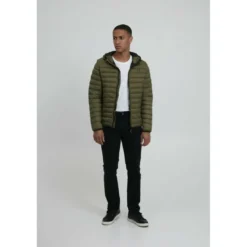 BlendBlouson Vert à capuche en nylon