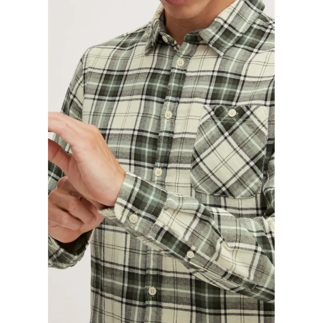 BlendChemise à carreau vert pour homme en coton