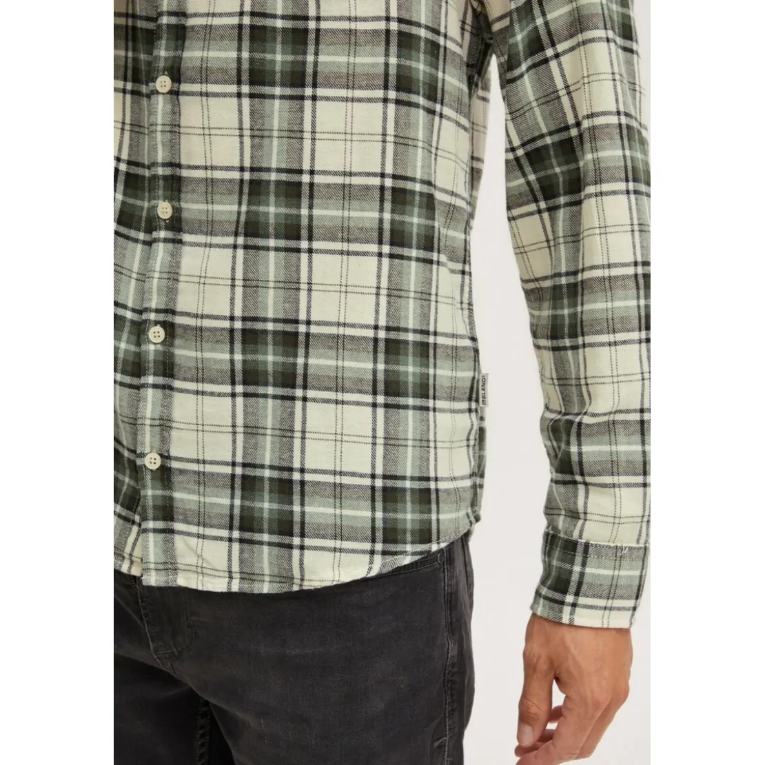 BlendChemise à carreau vert pour homme en coton