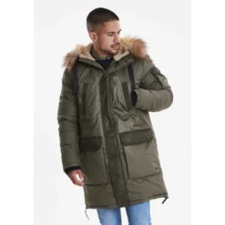 BlendParka Homme Kaki vert pin en coton