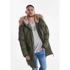 BlendParka Homme Kaki vert pin en coton