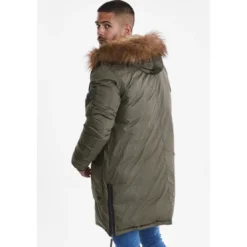 BlendParka Homme Kaki vert pin en coton