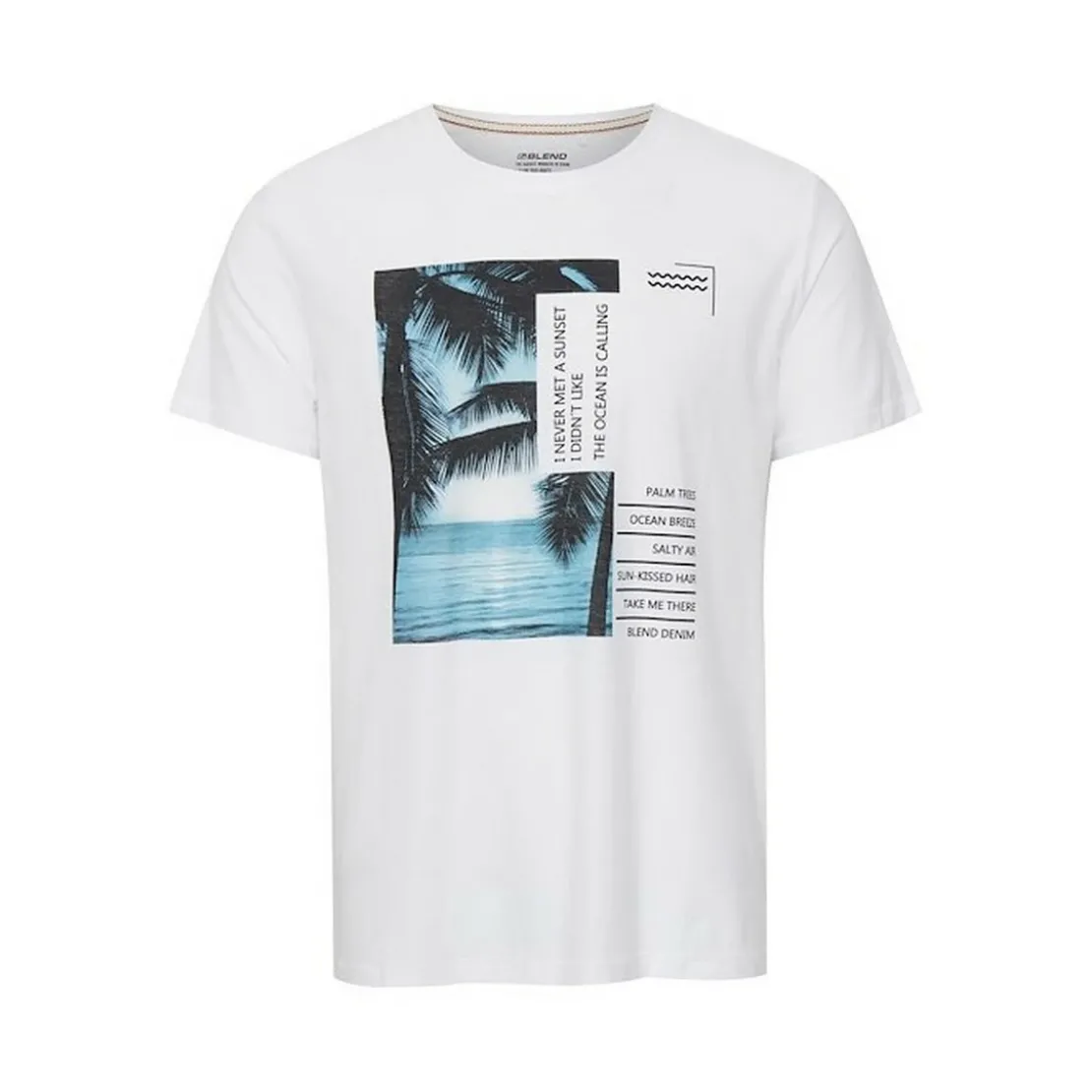 BlendTee-shirt manches courtes homme blanc en coton