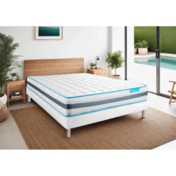 BODYCAREEnsemble matelas BodyFlex ressorts ensaches et memoire de forme,sommier kit blanc