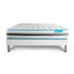 BODYCAREEnsemble matelas BodyFlex ressorts ensaches et memoire de forme,sommier kit blanc