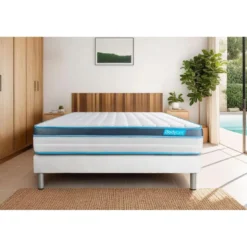 BODYCAREEnsemble matelas BodyFit a memoire de forme, sommier kit blanc