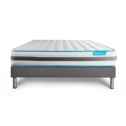 BODYCAREEnsemble matelas BodyFlex ressorts ensaches et memoire de forme sommier kit gris