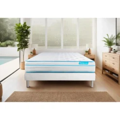 BODYCAREEnsemble matelas BodyMax micro ressorts ensaches et memoire de forme sommier kit blanc