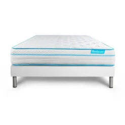 BODYCAREEnsemble matelas BodyMax micro ressorts ensaches et memoire de forme sommier kit blanc