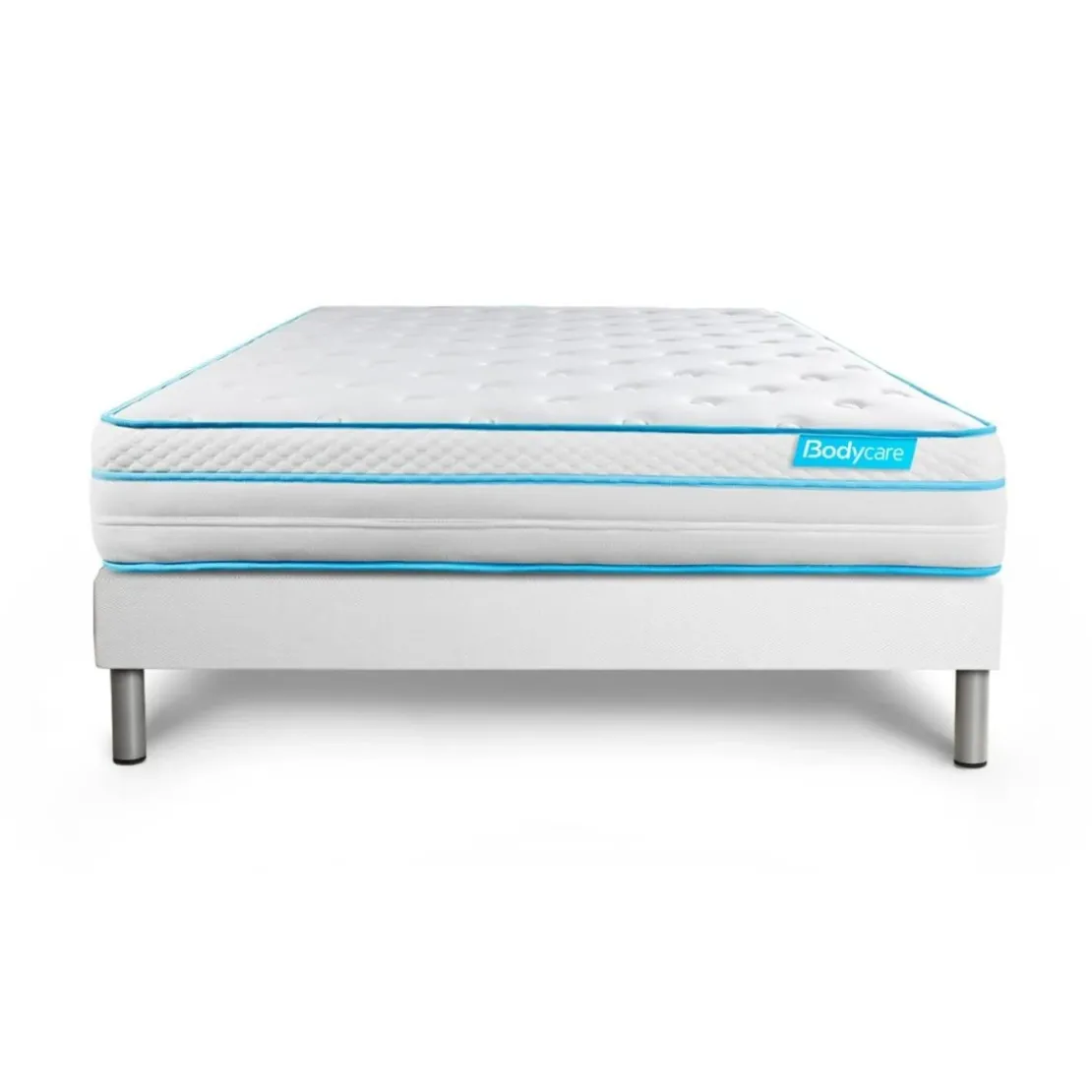 BODYCAREEnsemble matelas BodyMax micro ressorts ensaches et memoire de forme sommier kit blanc