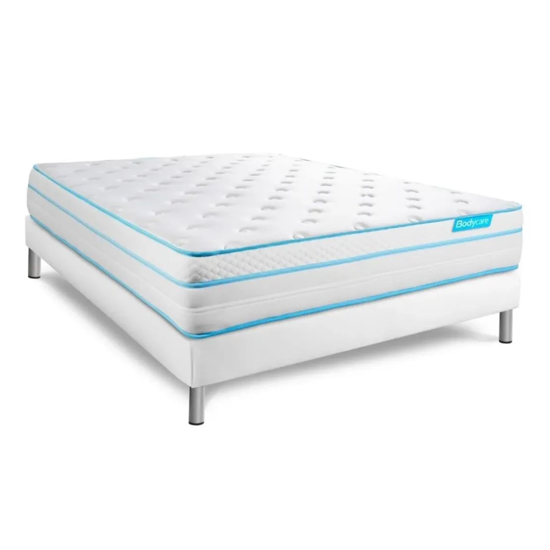 BODYCAREEnsemble matelas BodyMax micro ressorts ensaches et memoire de forme sommier kit blanc