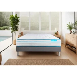 BODYCAREEnsemble matelas BodyMax micro ressorts ensaches et memoire de forme sommier kit gris