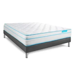 BODYCAREEnsemble matelas BodyMax micro ressorts ensaches et memoire de forme sommier kit gris