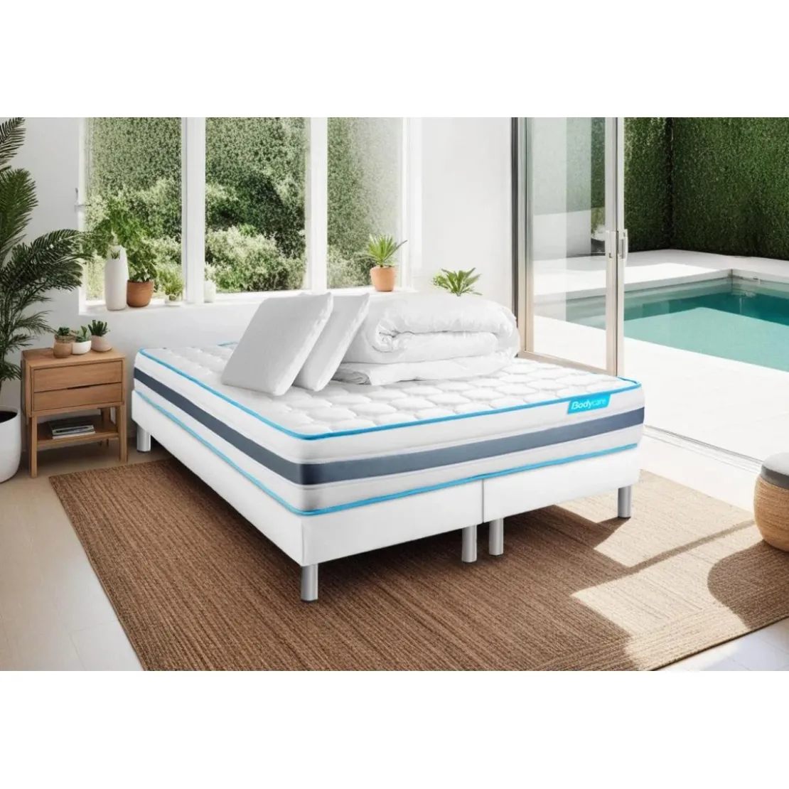 BODYCAREPack BODYZONE Ressorts ensaches 3 zones Ultra epaisseur ,Couette et 2 oreillers