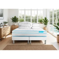 BODYCAREPack BODYZONE Ressorts ensaches, visco 5 zones Ultra epaisseur ,Couette et 2 oreillers