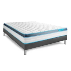 BODYCAREPack matelas BodyFit sommier kit gris, Couette et 2 oreillers